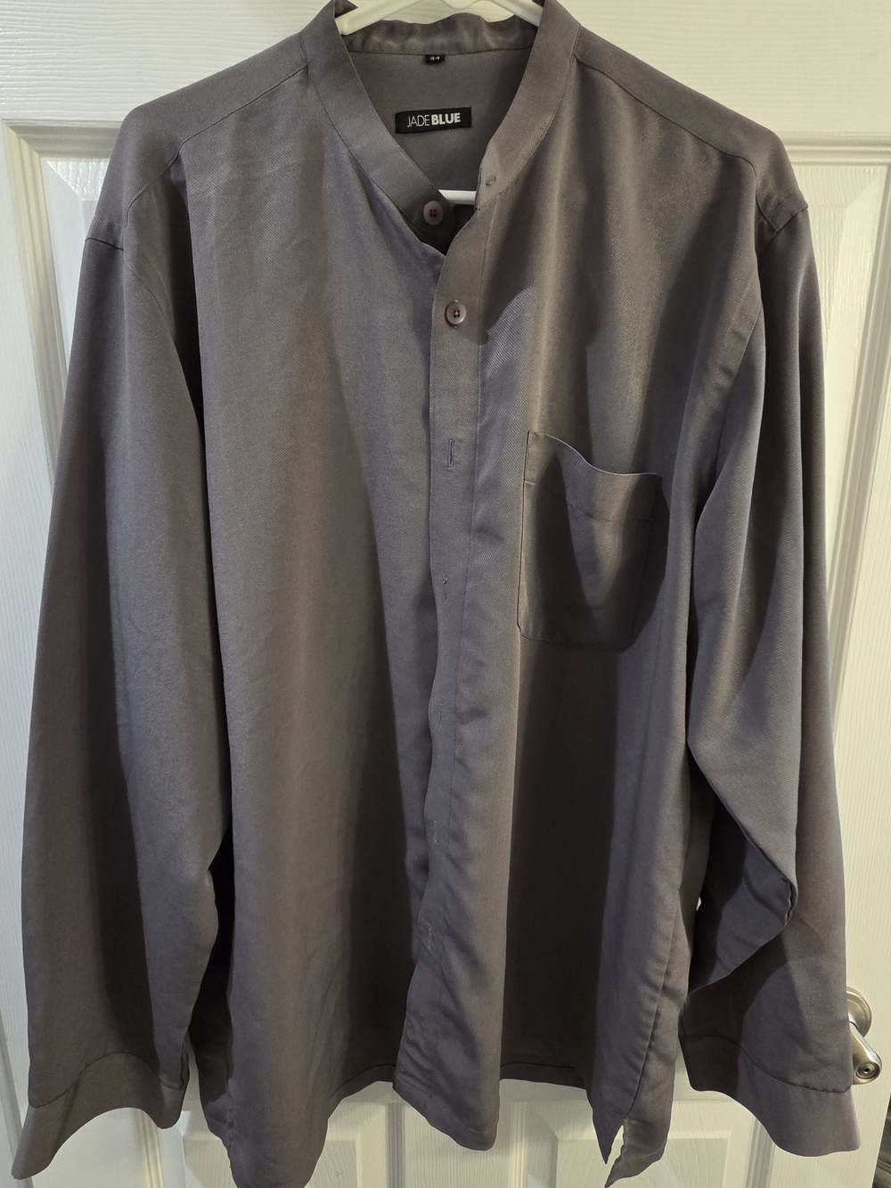 Jade Blue Men's Gray Band-Collar Button-Down Shirt